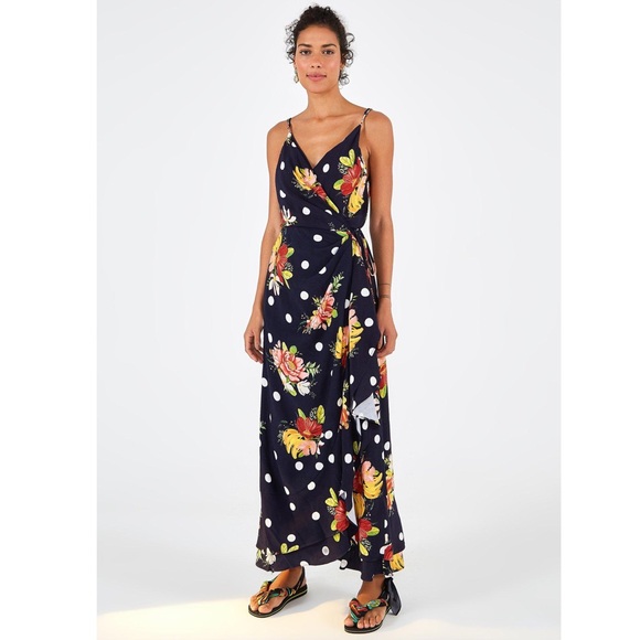 FARM Rio Dresses & Skirts - Farm Rio Nanaju Floral Wrap Dress Black